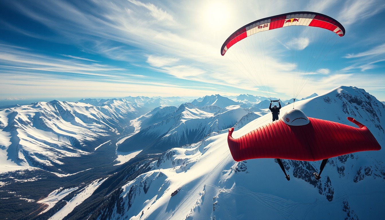 Oplev Verdens Sværeste Downhill Skibakke Fra Luften – En Uforglemmelig Udsigt Med Red Bull Skydive Team